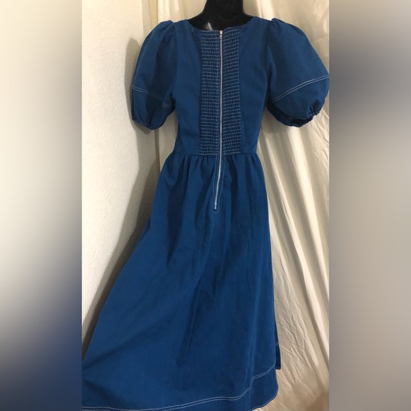 Moon River royal blue puff sleeve smocked midi dress size small brand new - Picture 6 of 14